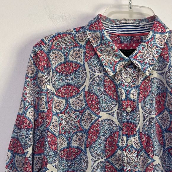 Talbots Blouse‎ Top L Petite Garden Medallion Button Front Long Sleeve Thin NEW - Picture 4 of 12